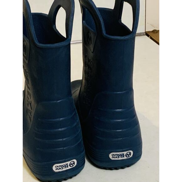 Outdoor Master Kids Blue Rain Boots Pull On Light Weight Size 12 Rainboot - Picture 3 of 7